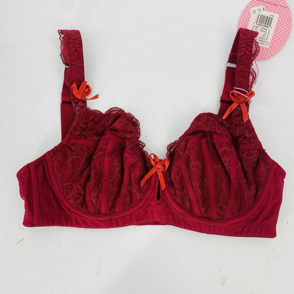 Cake Lingerie Plum Pudding Nursing Bra Burgundy Size 32E Underwire Cute Sexy